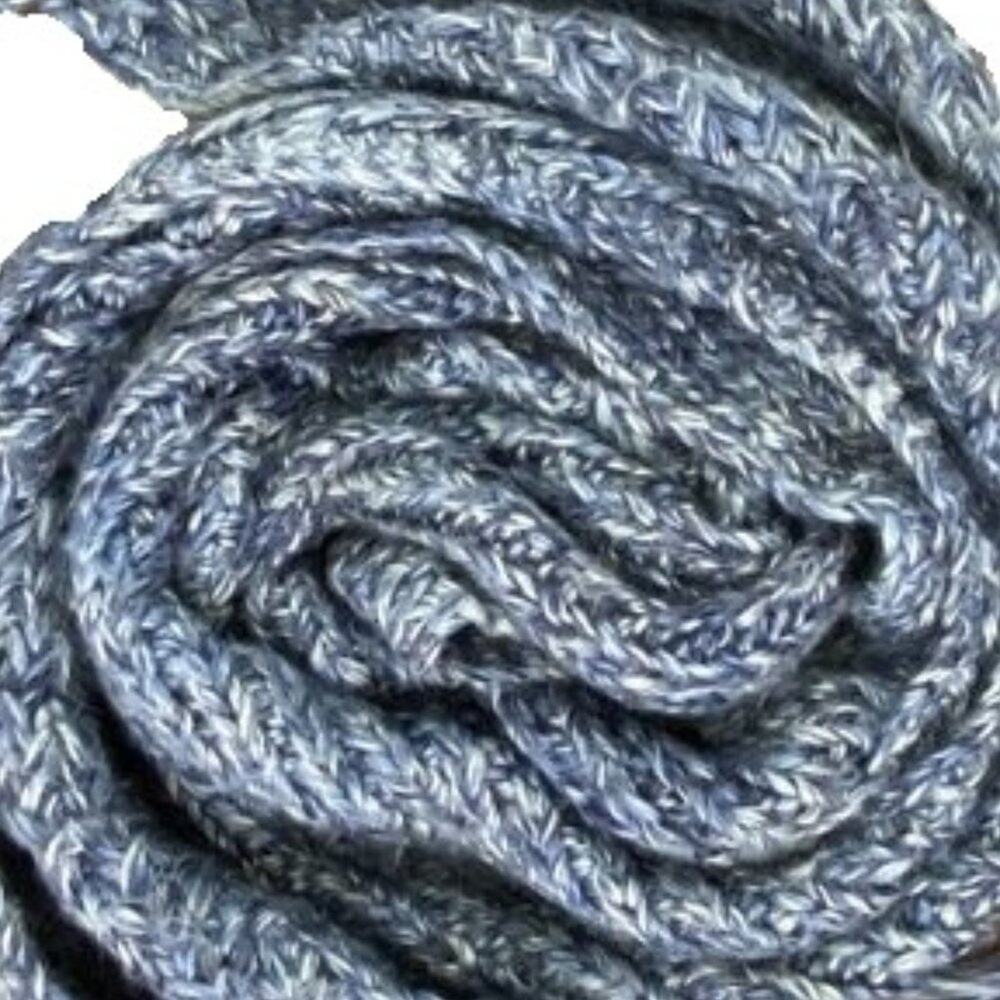 Nine West Warm Cozy Soft Blue Crochet Winter Scarf L62" X W7" Fringe 4"